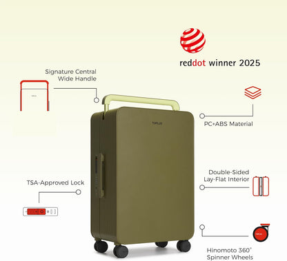 TUPLUS 20” Carry-On Hardside Luggage Lightweight ABS Travel Suitcase with Wide Handle Spinner Wheels TSA Combination Lock, Balance Series 2.0,Moss Green