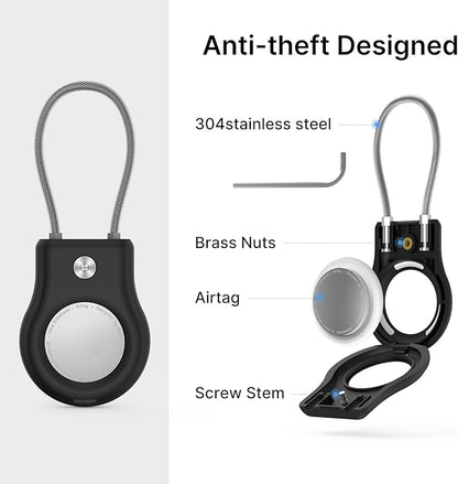 Air tag Holder,(4 Pack) Air tag Keychain with Secure Lock,Air Tags Case with Wire Cable for Apple Airtag,Anti-Lost Protective Case with Keyring for Luggage, Key, Pet, Bag, Black