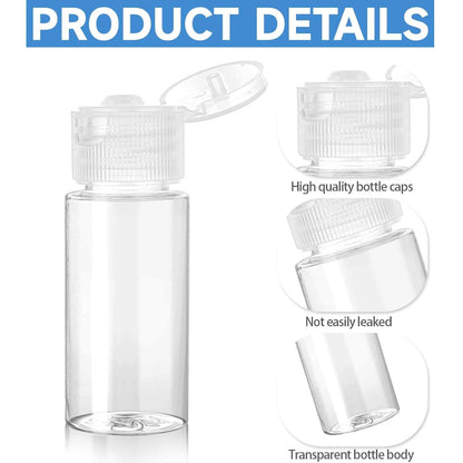 Travel Size Make up Sample Containers, 12 Clear Plastic Mini Travel Bottles, 1/2 Oz, Leak Proof, User-Friendly, Versatile Usage for Travel Liquid Toiletries