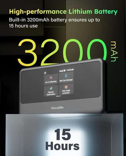 GlocalMe MeowGo G40Pro 4G Mobile Hotspot Device with 10GB US/CA/MX Data 30 Days, Portable WiFi Hotspot for Travel in 200+ Countries, No SIM Card Needed, 10 Connected Devices (MeowGo G40Pro with 10GB)