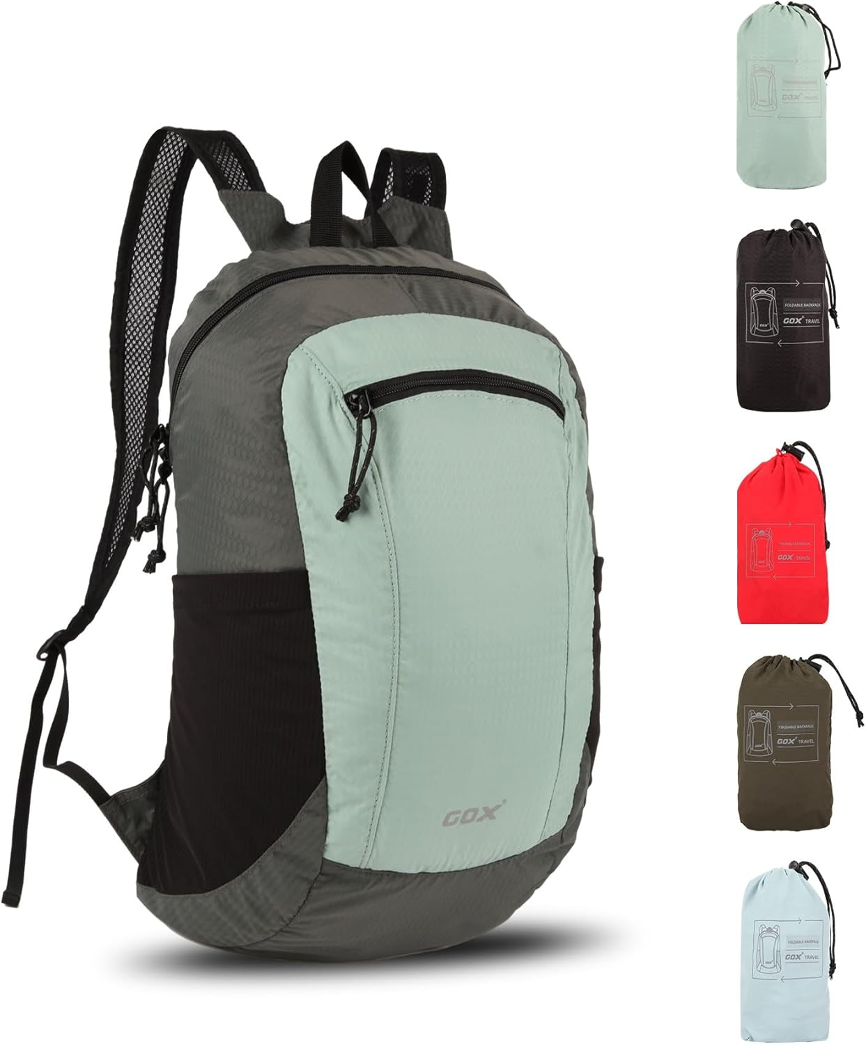GOX Foldable 20l Backpack For Travel Lightweight Hiking Packable Daypack for Men Travel Camping Outdoor Bag Women (Jade)