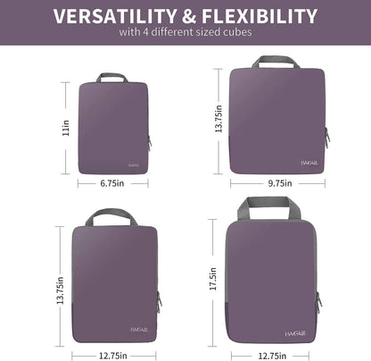 BAGAIL 4 Set/6 Set/8 Set Compression Packing Cubes Travel Accessories Expandable Packing Organizers (Cloth Pattern, 4-Dark Greyish)