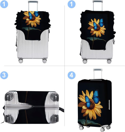 Luggage Cover Washable Suitcase Protector Anti-scratch Suitcase cover Fits 20-34 Inch Luggage (Sunflower, M(24-26inch suitcase))