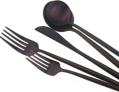 Matte Purple Silverware Set,Gugrida 5-Piece 18/10 Stainless Steel Satin Finish Flatware Set,Kitchen Utensil Set,Tableware Travel Cutlery Set for Camping Office or School Lunch, Dishwasher Safe