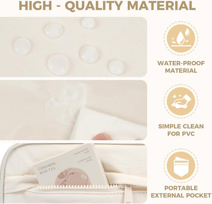 Toiletry Bag For women,Portable Hanging Organizer,4 Leakproof Compartment for full-sized Conditioner, Brushes Set, Makeup Accessories,Visible and easy to access.L-beige