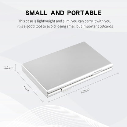 Aluminum SD Card Case, 18Slots Ultrathin SD Card Holder, Memory Card Storage Holder, Fit for 6 SD Card, 12 Micro SD Card, Silver