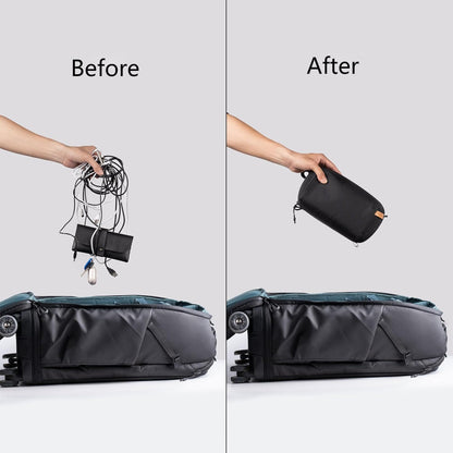 PGYTECH Mini Travel Tech Organizer, Waterproof Tech Pouch, Electronics Accessories Organizer Carrying Case, Cable Organizer Bag for Cables, Cord, Phone Batteries, Charger,Photography SD Card, Black