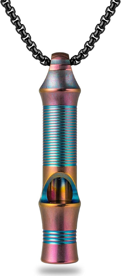 TISUR Titanium Emergency Whistle,EDC Safety Whistles Necklace Loud up to 120db,Survival Whistles for Survival,Hiking,Camping,Pets Training