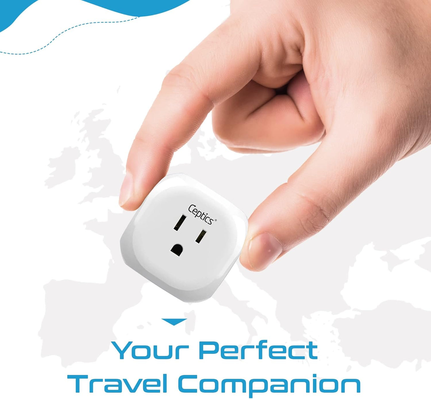 Ceptics European Travel Plug Adapter Europe Power Adaptor Charger 4 Input - Ultra Compact - Light Weight - USA to Any Type C Countries Such as Italy, Iceland, Austria and More - 2 Pack (PT-9C)