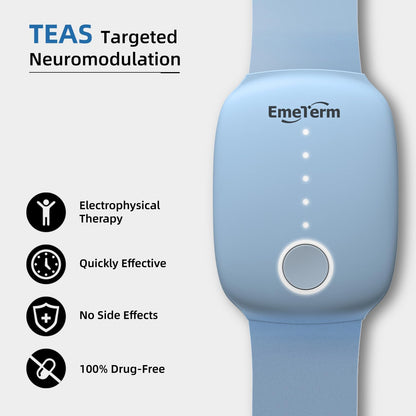 EmeTerm Fashion FDA-Cleared Relieve Nausea Electrode Stimulator Morning Sickness Motion Travel Sickness Vomit Relief Rechargeable No Gel Drug Free Wrist Bands Without Side Effects