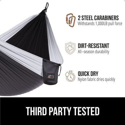 GORILLA GRIP Durable Portable Camping Hammock, Holds 500lbs with Heavy Duty Tree Straps, Comfortable Travel Swing, Camp Hammocks, Easy to Use and Install, Outdoor Essentials, Purple, 10x6.5 FT