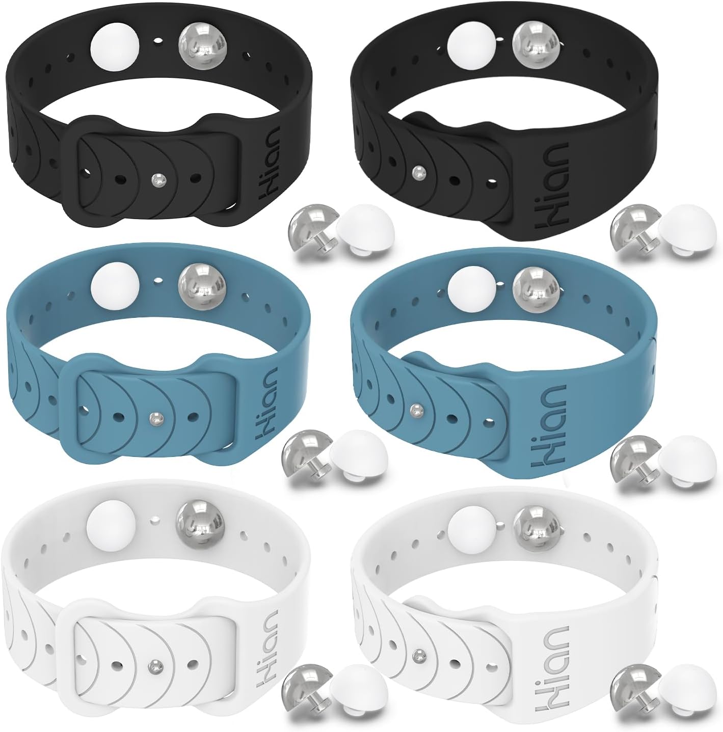 Hion Motion Sickness Bracelets Sea Sickness Wristbands for Motion Sickness/Morning Sickness/Pregnancy Nausea Anti Nausea Bands Acupressure Wristband Motion Sickness Bands(3Pairs-Black+Bule+White)