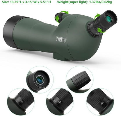 Emarth 20-60x60 Angled Spotting Scope for Target Shooting, Spotting Scope w/Tripod 14" Tabletop/Phone Adapter/Carry Bag, 1.37lb Spotter Scope, Ligth Waterproof Spotting Scopes for Hunting, Birding