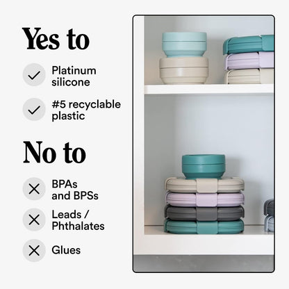 STOJO Collapsible Sandwich Box – 24oz, Reusable Food Storage Container, Silicone Bowl for Hot/Cold Food – Meal Prep, Lunch, Camping, Hiking – Dishwasher Safe (Set of 1, Eucalyptus)