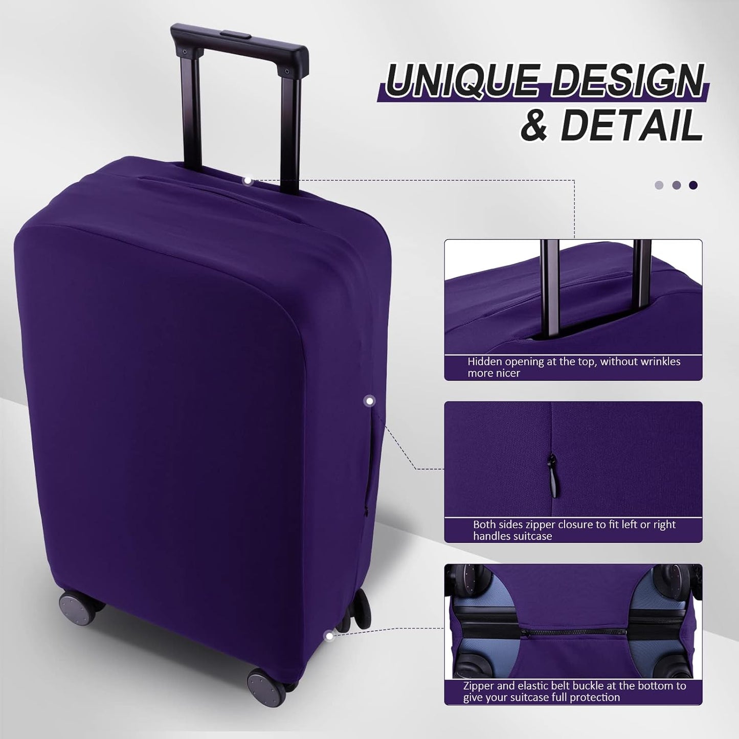 Travel Luggage Cover Suitcase Protector Scratch-Resistant Fit 19-31 Inch Suitcase, Not Included Suitcase (Purple, XL(28-29 inch))