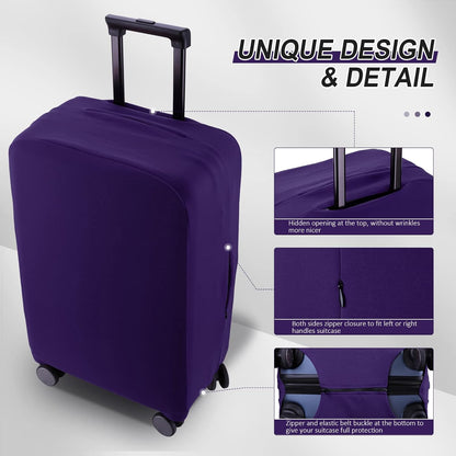 Travel Luggage Cover Suitcase Protector Scratch-Resistant Fit 19-31 Inch Suitcase, Not Included Suitcase (Purple, 2XL(30-31 inch))