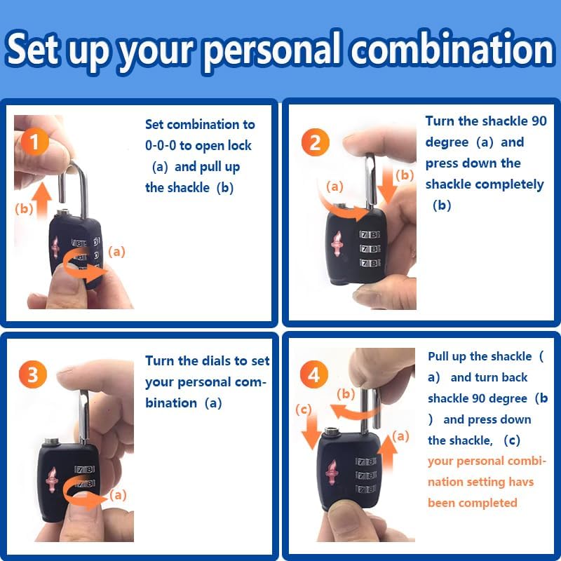 TSA Locks 4-Pack - Ultra Lightweight Travel & Gym Combo Locks (54g Each!), TSA Approved Secure Luggage Locks for Suitcases, School Backpacks, Lockers - 3-Digit Code, 2.36in Compact Design