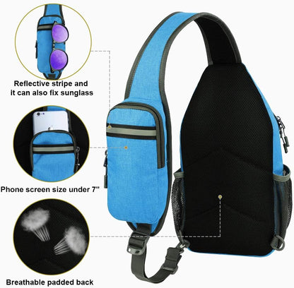 WATERFLY Crossbody Sling Backpack Sling Bag Travel Hiking Chest Bag Daypack