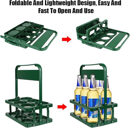Portable Drink Carrier for Big Cups, Foldable Plastic Cup Holder, Reusable Cup Holder Carrier with Handle, Drink Delivery Carrier, Green Doordash