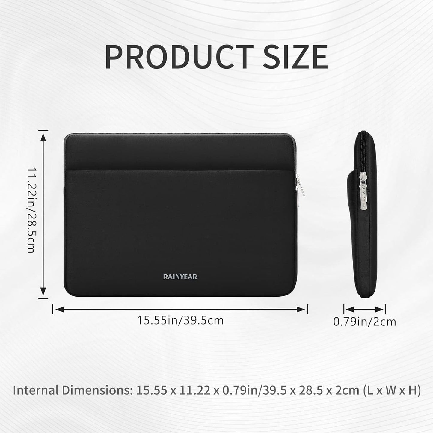 RAINYEAR Laptop Sleeve Case 15.6 Inch, Protective Portable Case with Front Pocket, Briefcase Handbag Computer Carrying Bag Laptop Bag Compatible for HP, Dell, Asus, Lenovo, Notebook, Black