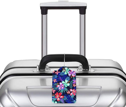 Set of 2 Luggage Tag for Suitcases Tie dye PU Leather Luggage Tag with Full Back Privacy Name ID Card Fun Laggage Tags