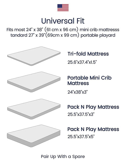 TotAha Botanical Pack and Play Sheets Fitted, Compatible with Graco Pack N Play Playard Crib, Babyletto, Dream on Me, Baby Trend, and Other Playpen Mattress, Premium Soft Mini Crib Sheets, 2 Pack