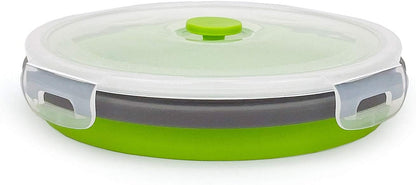 CARTINTS 1200ml Large Collapsible Meal Prep Containers, Reusable Silicone Food Storage Containers, Stackable Fridge Storage Containers, With Leakproof Lids, Microwave and Freezer Safe, Green