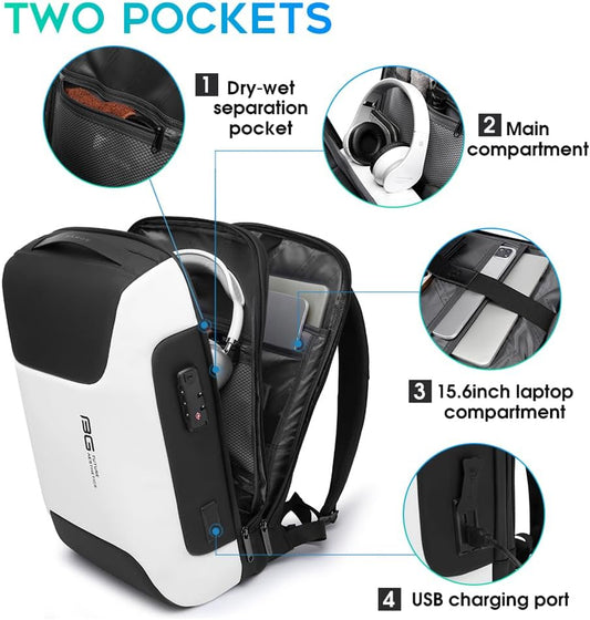 BANGE Business Laptop Backpack Fits 15.6 Inch Notebook, Anti Theft Work Backpack with USB Charging Port for Office Work Airplane Business Travel…