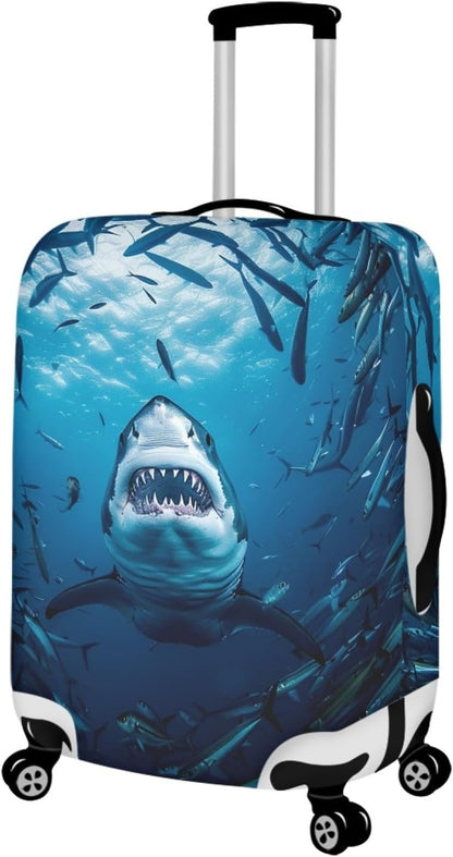 Seadworld Shark Luggage Cover 26-29 Inch High Elastic Thickened Travel Suitcase Covers Blue