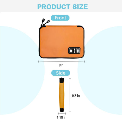 Electronics Travel Organizer,Portable Waterproof Electronic Travel Storage Bag for Small Charging Cord Storage,Charger,SD Card etc,for Travel,Business-Orange Green