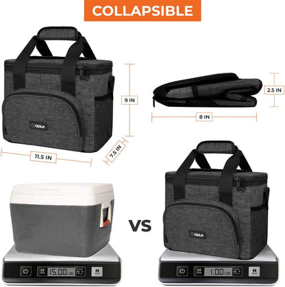 OPUX Soft Cooler Bag, Insulated Collapsible Lunch Cooler Bag for Men Work Camping Beach Travel, Portable Soft Sided Leakproof Waterproof Large Lunch Bag Box with Shoulder Strap 18 Cans, Charcoal Gray