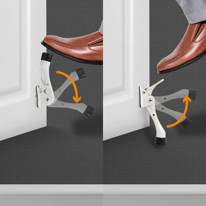 One Touch Kickdown Door Stopper, Door Holder, Heavy Duty Door Stops, Bottom of Door, Height-Adjustable Rubber Tips by HASHI (White 4 inch x 2pack)
