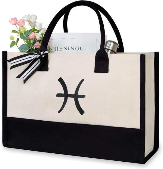 TOPDesign Embroidery Constellation Canvas Bag for Women (Pisces)