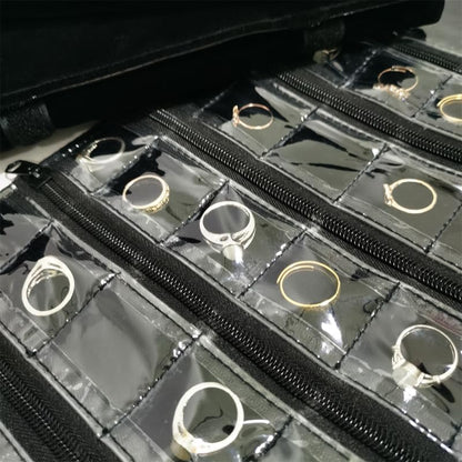 Travel Jewelry Roll Bag Portable Organizer Pouch With Grids&PVC Cover Storage Bags for Necklace, Bracelet, Bracelet,Ring, Badge, Pendant