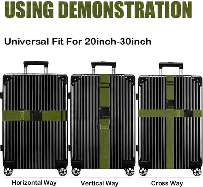 Luggage Straps for Suitcases TSA Approved-2 Pack Bright Personalized Luggage Belt Strap for Suitcase/Carry On Bag Luggage Accessories for Travel (ArmyGreen)