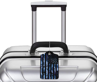 Set of 2 Luggage Tag for Suitcases Tie dye PU Leather Luggage Tag with Full Back Privacy Name ID Card Fun Laggage Tags
