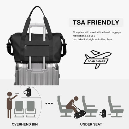 Travel Duffel Bag, Sports Tote Gym Bag, Shoulder Weekender Overnight Bag for Women