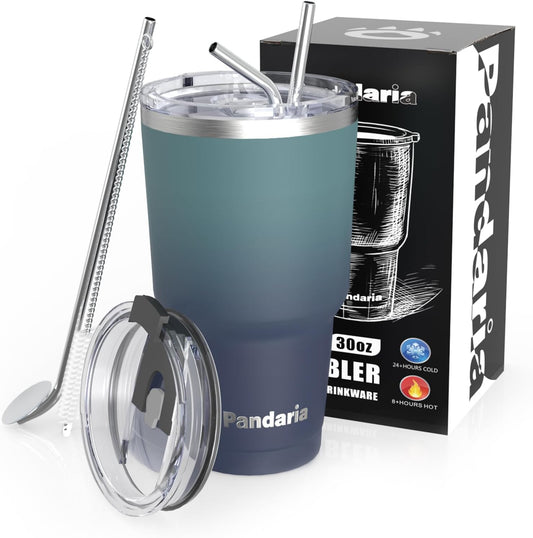 30 oz Tumbler Cup with Lids and Straws, 100% Leak-Proof, Cupholder Friendly Insulated Cup with Straw, Double Wall Powder Coated Stainless Steel Tumbler, Ideal Gift for All Occasions (Boss)