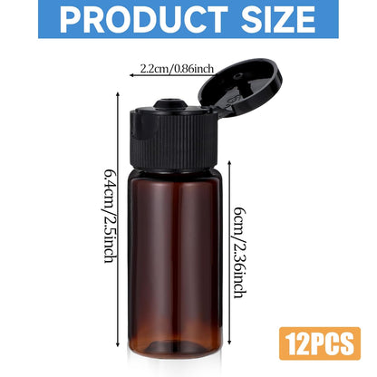 Travel Size Make up Sample Containers, 12 Pieces Plastic Mini Empty Toiletry Bottles 1/2 Oz Leak Proof Liquid Containers with Lids for Travel Liquid Toiletries, Amber