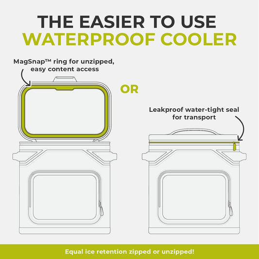 CORE Magnetic Leak Proof Soft Cooler with Waterproof Zipper | Insulated Bag Portable Ice Chest Box | Best Soft Cooler for Food & Beverages for Tailgating, Car Camping, Travel, and Family Beach Picnics