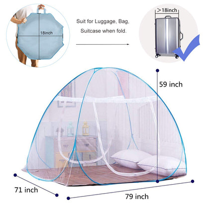 AMMER Pop-Up Mosquito Net Tent for Beds Portable Folding Design with Net Bottom for Baby Adults Trip (79 x71x59 inch)