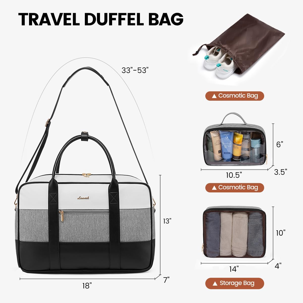 LOVEVOOK Weekender Travel Duffel - Personal Item Duffle Bags for Women with Laptop Compartment, Overnight Bag with Toiletry Bag, Yoga Gym Bag with Wet Pocket, Hospital Bag for Labor and Delivery
