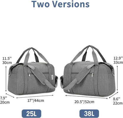 Narwey Carry on Bag 22x14x9 Airlines Approved, Carry on Duffle Bag for Airplane with Wet Pocket, Travel Duffel Bag Luggage Bag Weekender Overnight for Women Men (Grey)