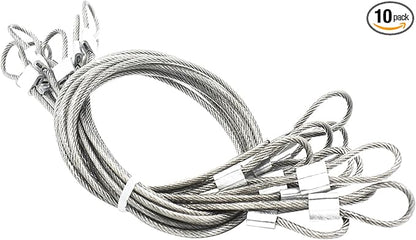 10 pcs 20 inch (50cm) 3mm Thickness Stainless Steel Wire Cable with Loops Vinyl Cover Coated Short Rope Lanyard Lock Safety Tether Chains, Clear