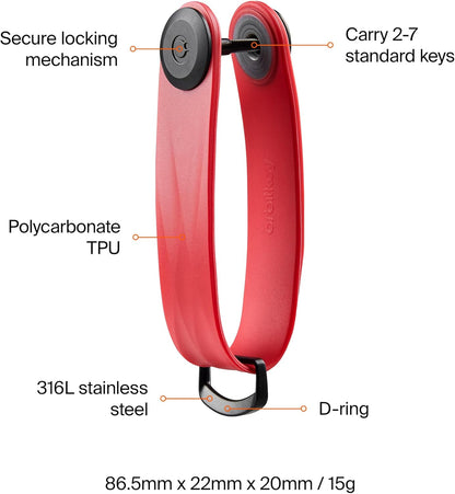 Orbitkey New Active Key Organizer Lite w/updated D-Ring | Weather Resistant, Stainless Steel Locking Mechanism