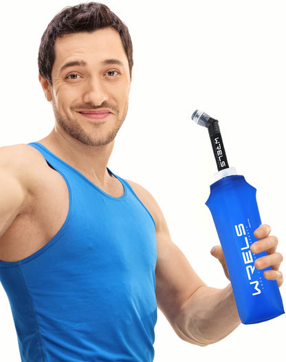 Folding Soft Flask Portable Collapsible Running Lightweight Water Bottle for Outdoor Sports,Travel with Mouthpeice Cover