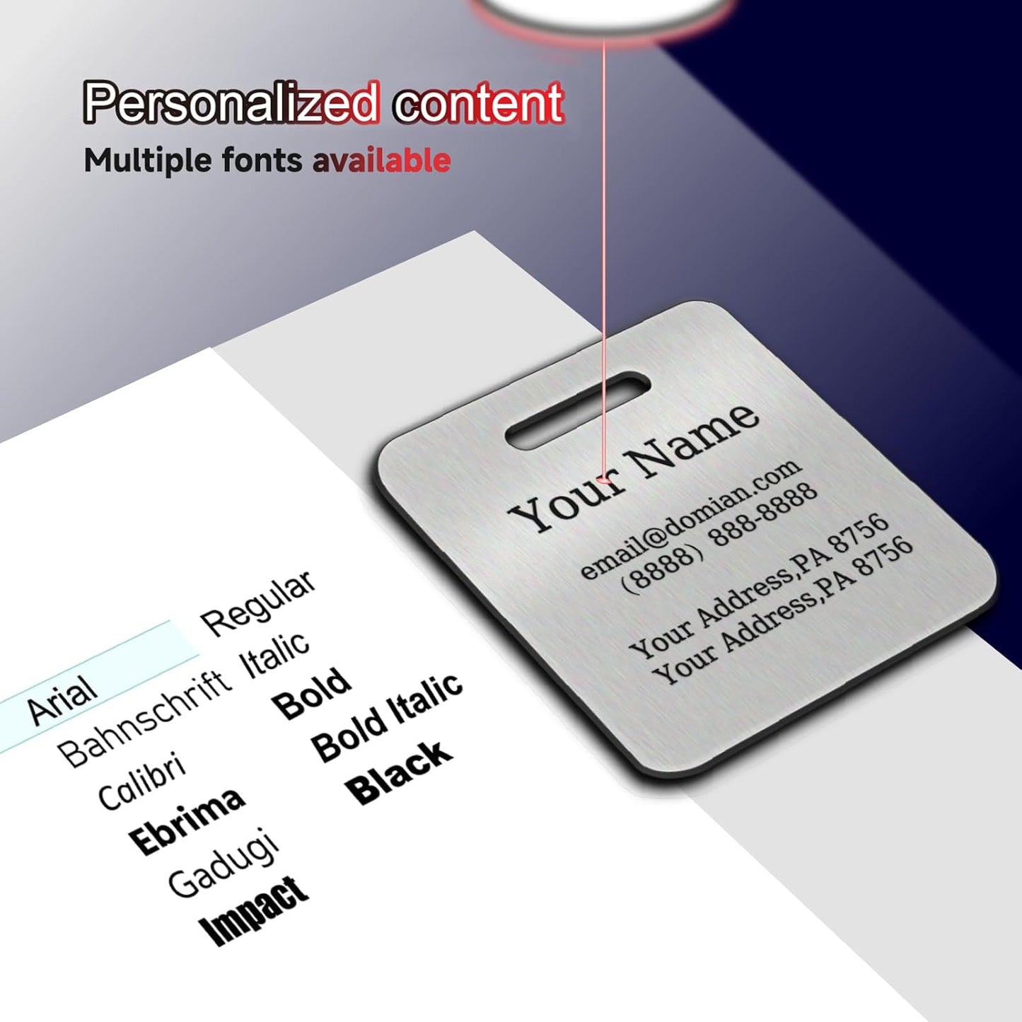 （2-Pack） Stainless Steel Custom Luggage Tags - Laser Engraved Personalized Travel Tags - Custom Name Identification Tags: for Suitcases, Backpacks, Bags and More (Rose Gold)