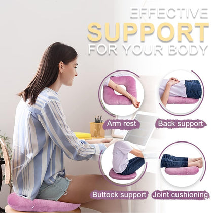 Stuffed Donut Pillow Seat Cushion | for Tailbone and Coccyx Pain, Hemorrhoids, Bed Sores, Pregnancy, Prostate, Surgery Recovery, Sitting Pressure Relief, for Home, Office and Car (Fuchsia pink)