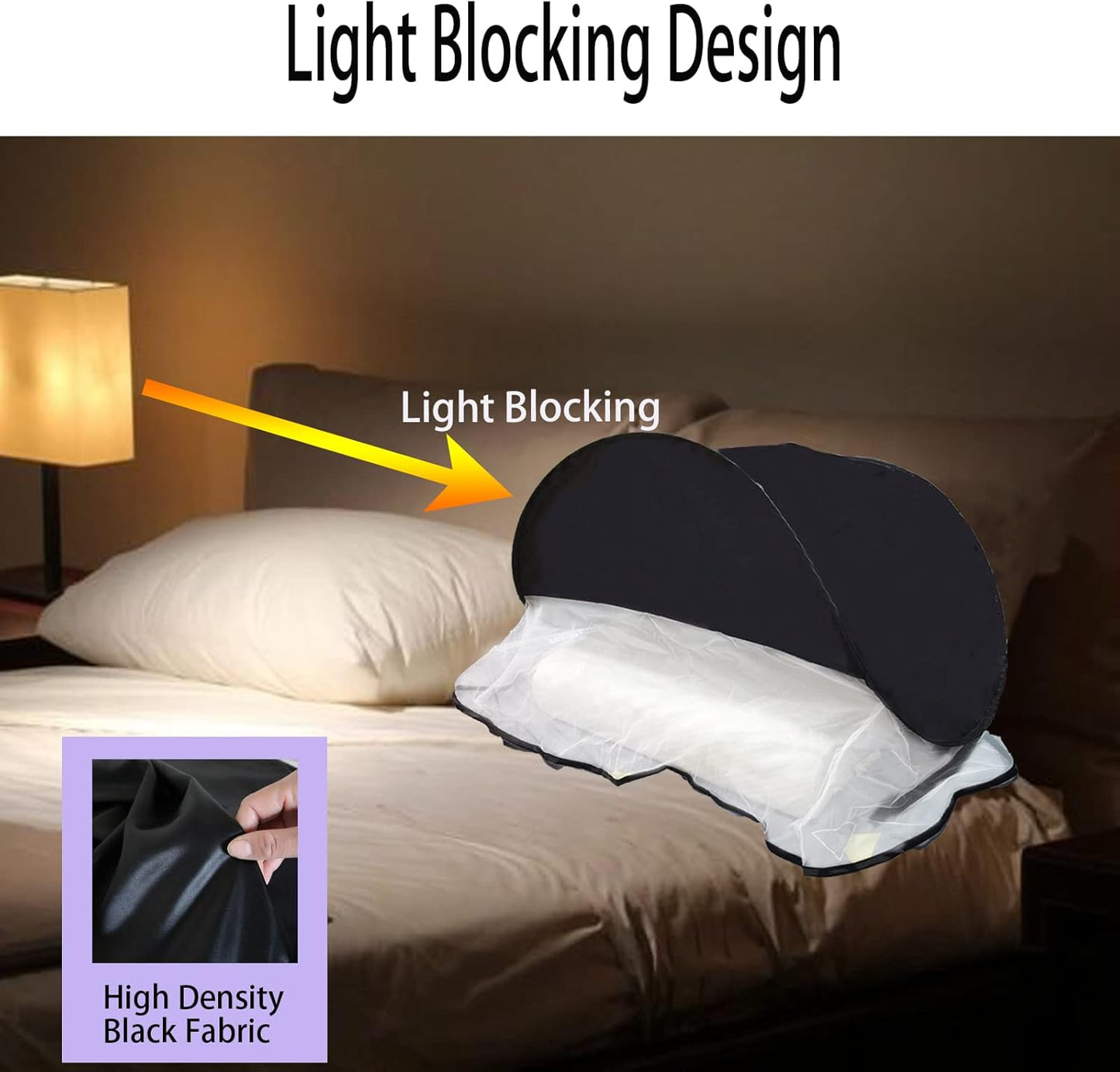 CMINGJ Portable Mosquito Head Net Foldable Pop-Up Travel Essentials Mosquito Net for Bed Free Installation-Large Size Suitable for Bedroom, Camping, nap (Black Large)