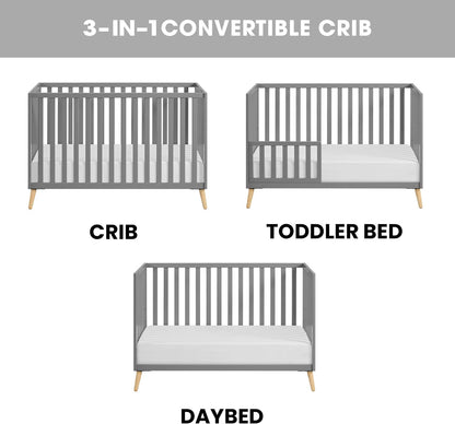 Oxford Baby Cozy Nest Convertible Island Crib, Dove Gray/Natural